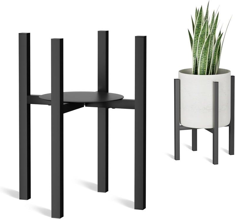 Linpla Adjustable Metal Plant Stand Indoor Outdoor - Fits 8 to 12 Inches Pots - Mid Century Modern Planter Stand Single Floor Flower Pot Holder Home Decor for Gardening Gifts - Image 1